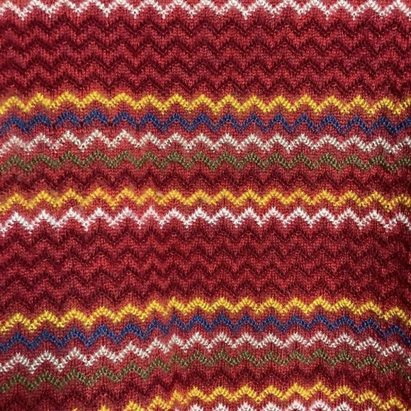 Vintage Monte  Carlo Collection Magna Pure New Wool Red Zigzag Striped Size 42 - Picture 7 of 9